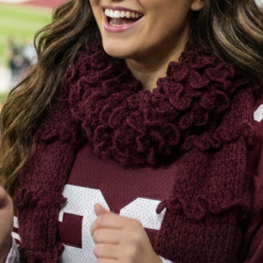 RALPH LAUREN scarf ruffle knitted - maroon